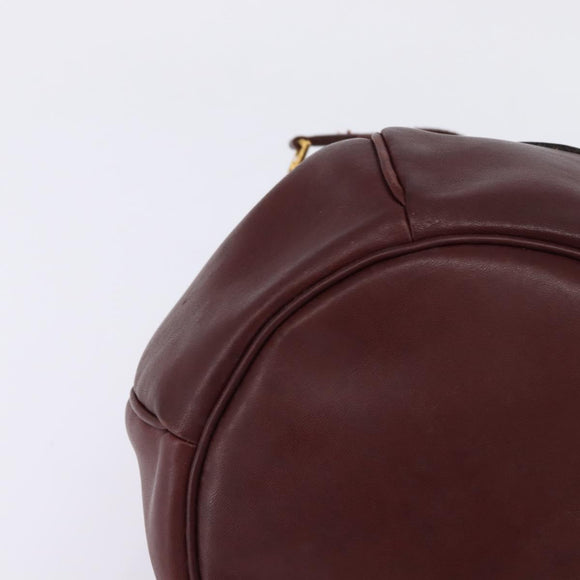 CARTIER Must Line Shoulder Bag Leather Bordeaux Gold Auth BA6387