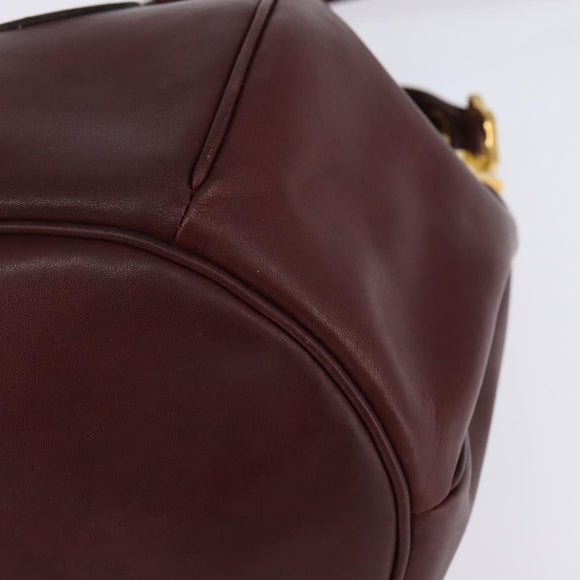 CARTIER Must Line Shoulder Bag Leather Bordeaux Gold Auth BA6387