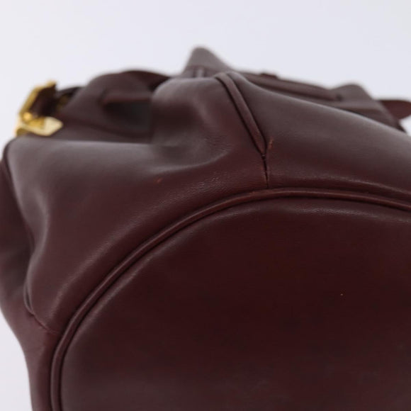 CARTIER Must Line Shoulder Bag Leather Bordeaux Gold Auth BA6387