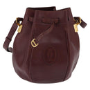 CARTIER Must Line Shoulder Bag Leather Bordeaux Gold Auth BA6387-2