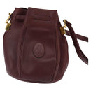 CARTIER Must Line Shoulder Bag Leather Bordeaux Gold Auth BA6387-3