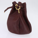 CARTIER Must Line Shoulder Bag Leather Bordeaux Gold Auth BA6387-4