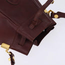 CARTIER Must Line Shoulder Bag Leather Bordeaux Gold Auth BA6387-6
