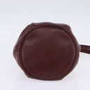 CARTIER Must Line Shoulder Bag Leather Bordeaux Gold Auth BA6387-9