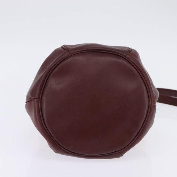 CARTIER Must Line Shoulder Bag Leather Bordeaux Gold Auth BA6387