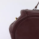 CARTIER Must Line Shoulder Bag Leather Bordeaux Gold Auth BA6388-10