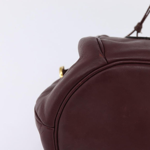 CARTIER Must Line Shoulder Bag Leather Bordeaux Gold Auth BA6388