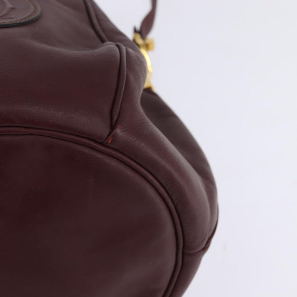 CARTIER Must Line Shoulder Bag Leather Bordeaux Gold Auth BA6388