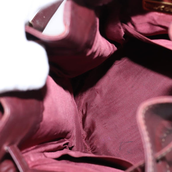 CARTIER Must Line Shoulder Bag Leather Bordeaux Gold Auth BA6388