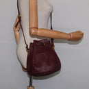 CARTIER Must Line Shoulder Bag Leather Bordeaux Gold Auth BA6388-19