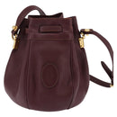 CARTIER Must Line Shoulder Bag Leather Bordeaux Gold Auth BA6388-3