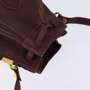 CARTIER Must Line Shoulder Bag Leather Bordeaux Gold Auth BA6388-6