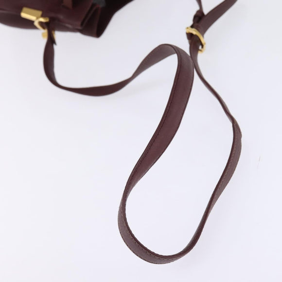 CARTIER Must Line Shoulder Bag Leather Bordeaux Gold Auth BA6388