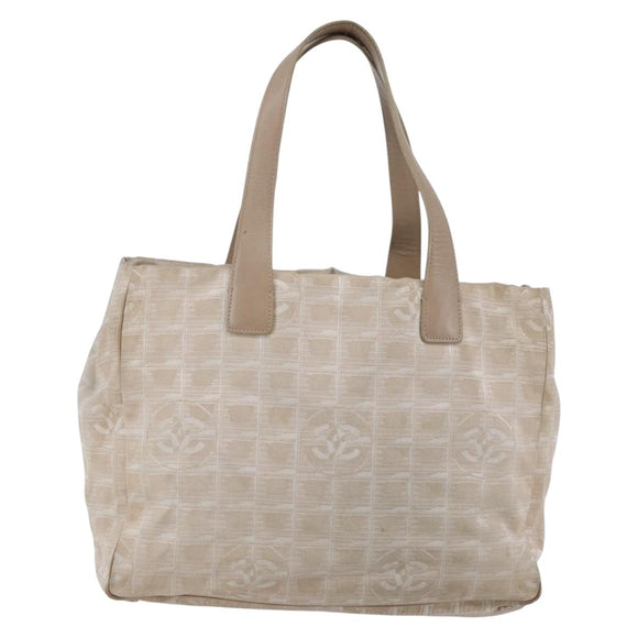 CHANEL New Travel Line Tote Bag Nylon Pink Silver CC Auth BA6389