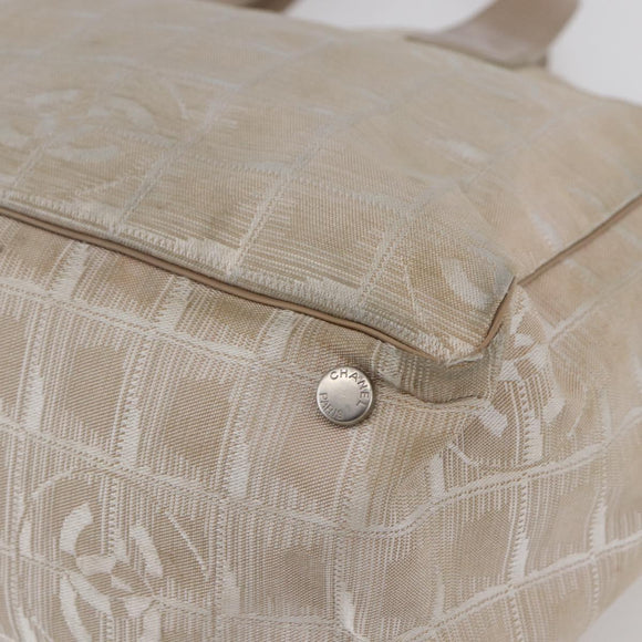 CHANEL New Travel Line Tote Bag Nylon Pink Silver CC Auth BA6389