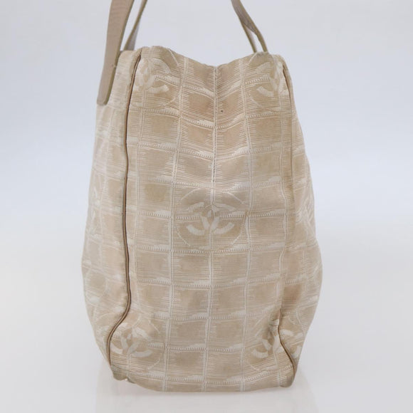 CHANEL New Travel Line Tote Bag Nylon Pink Silver CC Auth BA6389