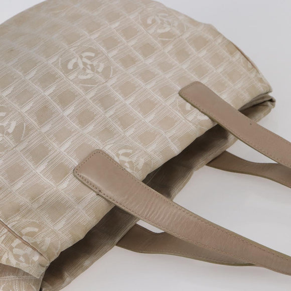 CHANEL New Travel Line Tote Bag Nylon Pink Silver CC Auth BA6389