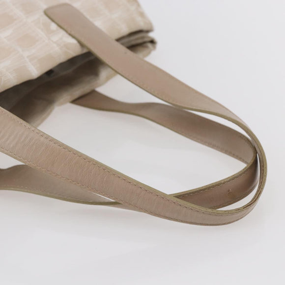 CHANEL New Travel Line Tote Bag Nylon Pink Silver CC Auth BA6389