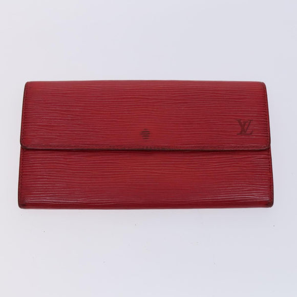 LOUIS VUITTON Epi Wallet 4 Set Green Red yellow LV Auth BA640