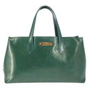 LOUIS VUITTON Vernis Wilshire Boulevard Bag Blue galatic M93646 LV Auth BA6406-2