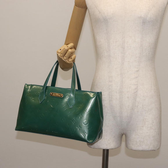 LOUIS VUITTON Vernis Wilshire Boulevard Bag Blue galatic M93646 LV Auth BA6406