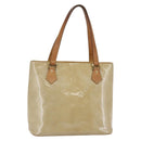 LOUIS VUITTON Monogram Vernis Houston Hand Bag Beige M91004 LV Auth BA6408-1