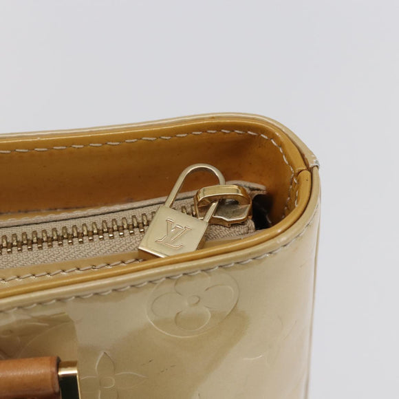 LOUIS VUITTON Monogram Vernis Houston Hand Bag Beige M91004 LV Auth BA6408
