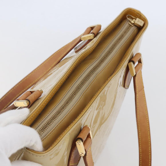 LOUIS VUITTON Monogram Vernis Houston Hand Bag Beige M91004 LV Auth BA6408