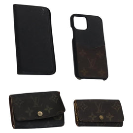 LOUIS VUITTON Monogram Epi Key Case 4Set Noir LV Auth BA641