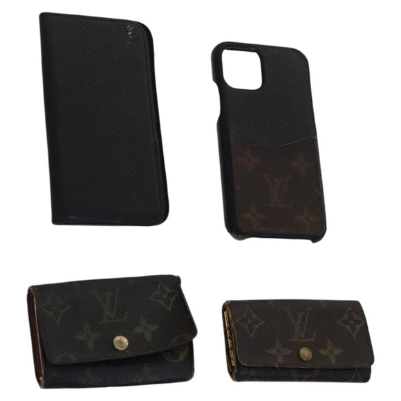 LOUIS VUITTON Monogram Epi Key Case 4Set Noir LV Auth BA641