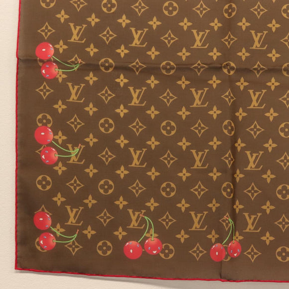 LOUIS VUITTON Monogram Cherry Carre 55 Scarf M96090 LV Auth BA6434