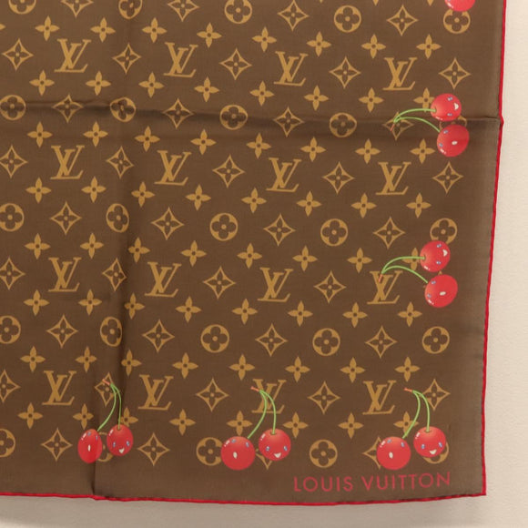 LOUIS VUITTON Monogram Cherry Carre 55 Scarf M96090 LV Auth BA6434