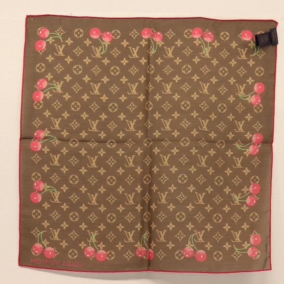 LOUIS VUITTON Monogram Cherry Carre 55 Scarf M96090 LV Auth BA6434