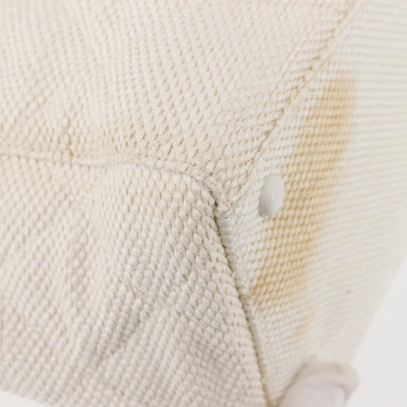 CHANEL Plastic Chain Tote Bag Straw Gold White CC Auth BA6435