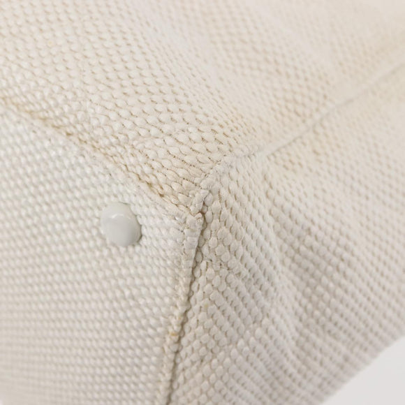 CHANEL Plastic Chain Tote Bag Straw Gold White CC Auth BA6435