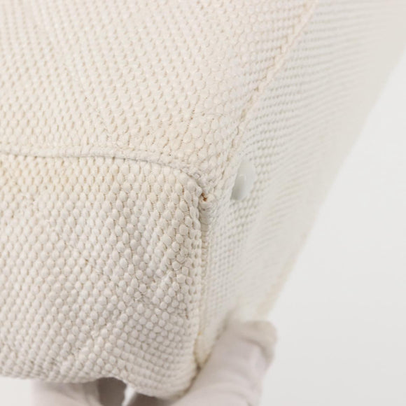 CHANEL Plastic Chain Tote Bag Straw Gold White CC Auth BA6435