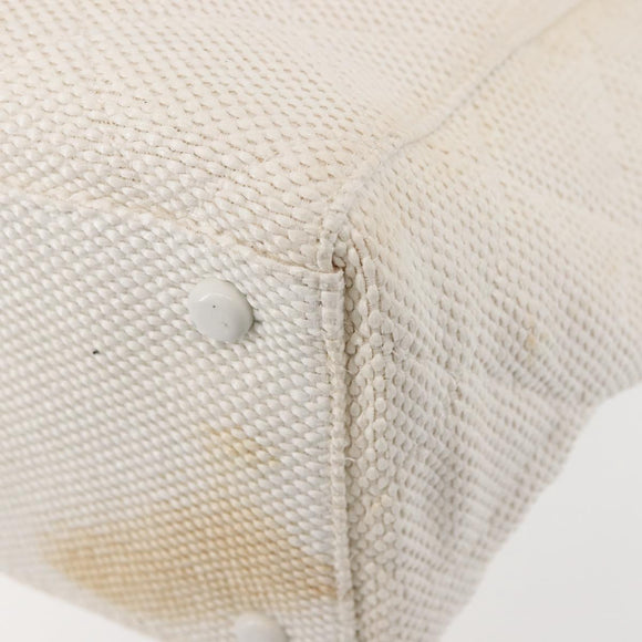 CHANEL Plastic Chain Tote Bag Straw Gold White CC Auth BA6435