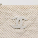 CHANEL Plastic Chain Tote Bag Straw Gold White CC Auth BA6435-17