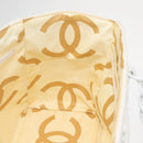 CHANEL Plastic Chain Tote Bag Straw Gold White CC Auth BA6435-19