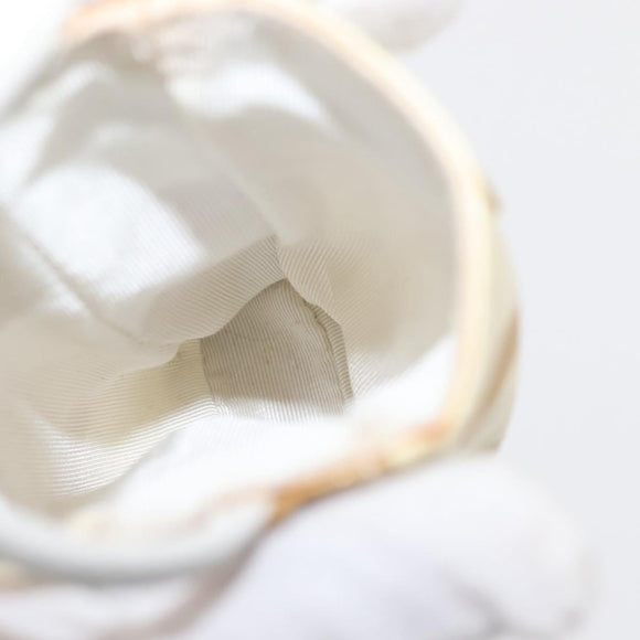 CHANEL Plastic Chain Tote Bag Straw Gold White CC Auth BA6435