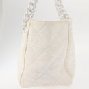 CHANEL Plastic Chain Tote Bag Straw Gold White CC Auth BA6435-4