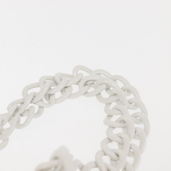 CHANEL Plastic Chain Tote Bag Straw Gold White CC Auth BA6435