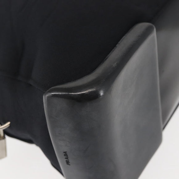 PRADA Tote Bag Nylon Black Silver Auth BA6439