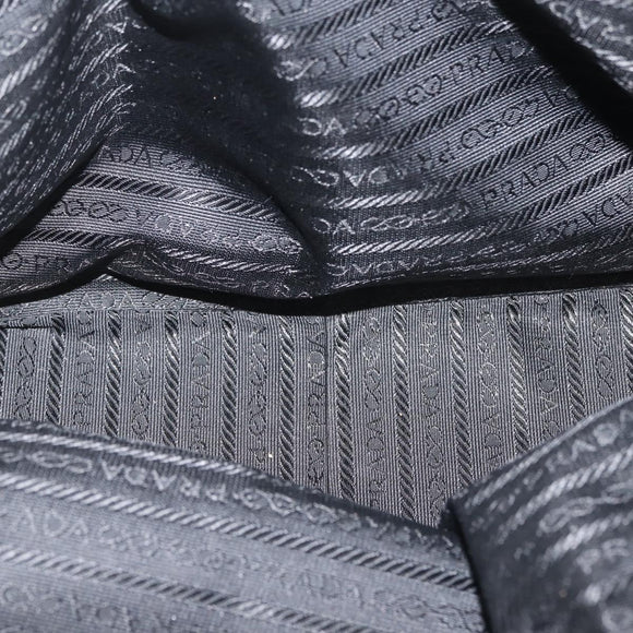 PRADA Tote Bag Nylon Black Silver Auth BA6439