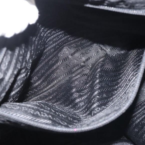 PRADA Tote Bag Nylon Black Silver Auth BA6439