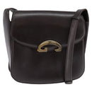 GUCCI Shoulder Bag Leather Brown Gold Auth BA6440-1