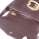 GUCCI Shoulder Bag Leather Brown Gold Auth BA6440-9