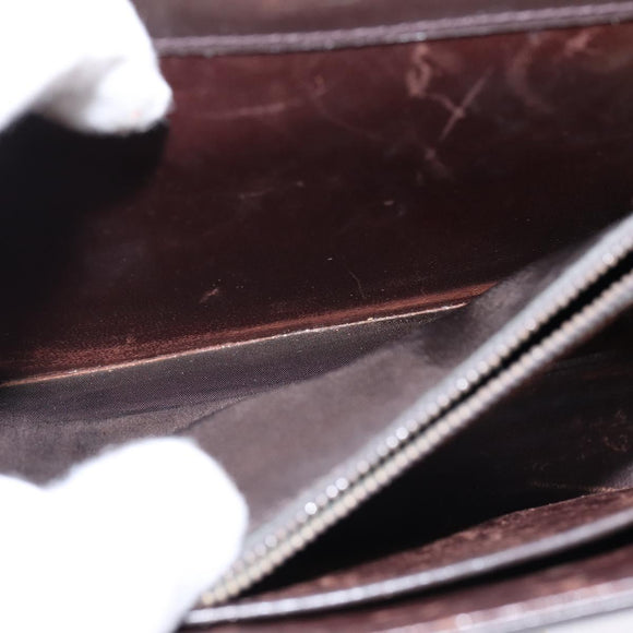 GUCCI Shoulder Bag Leather Brown Gold Auth BA6440