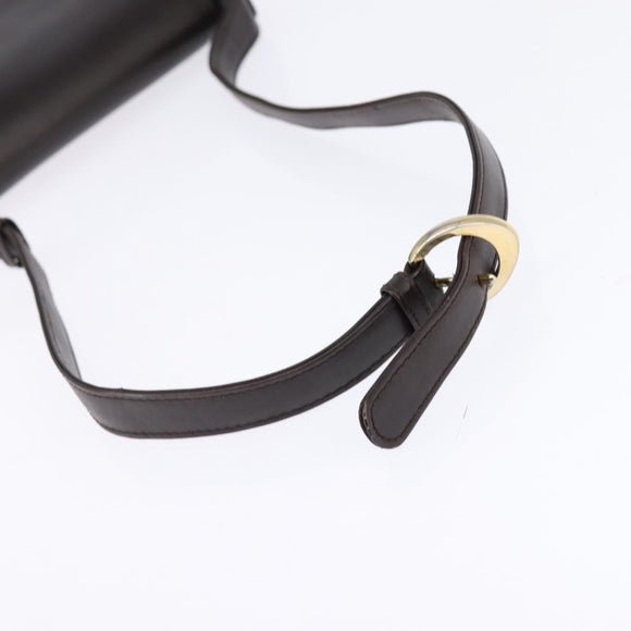 GUCCI Shoulder Bag Leather Brown Gold Auth BA6440