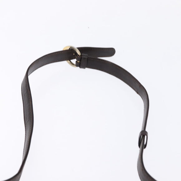 GUCCI Shoulder Bag Leather Brown Gold Auth BA6440